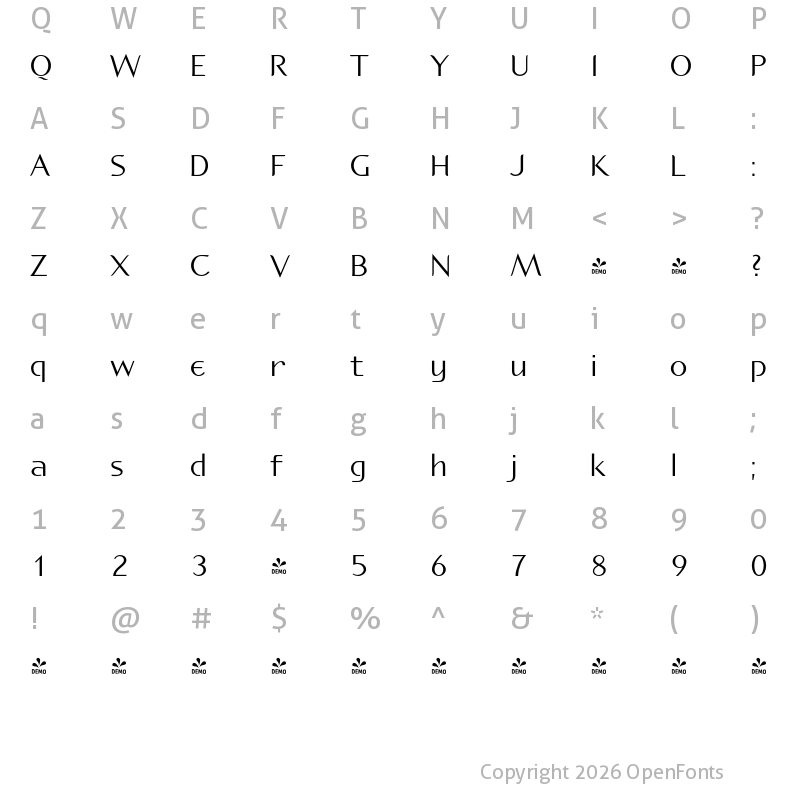 Character Map of FONTSPRING DEMO - P22 Spiggie Regular