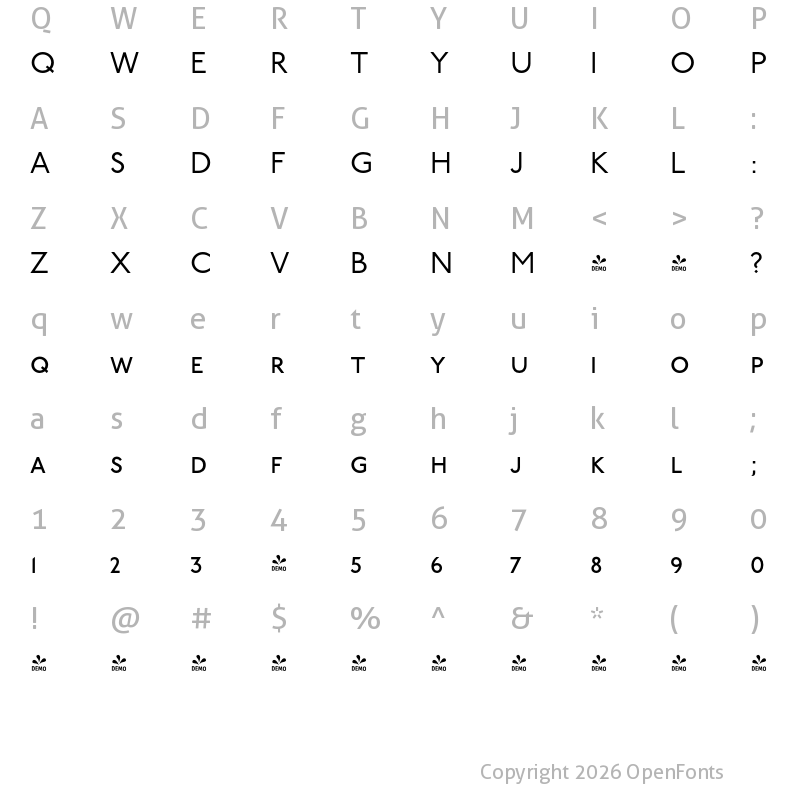 Character Map of FONTSPRING DEMO - P22 Underground GR Book PCp Regular