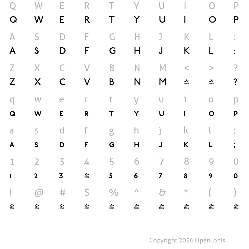 Character Map of FONTSPRING DEMO - P22 Underground GR Med PCp Regular