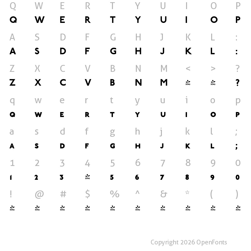 Character Map of FONTSPRING DEMO - P22 Underground Heavy PCp Regular