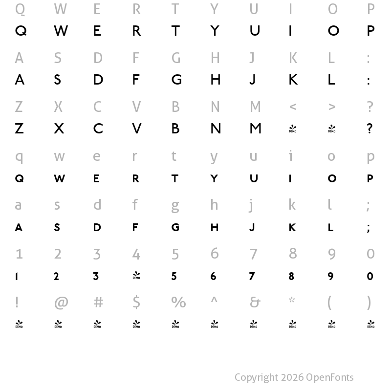 Character Map of FONTSPRING DEMO - P22 Underground Medium PCp Regular