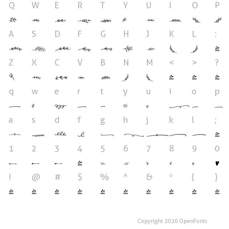 Character Map of FONTSPRING DEMO - PalominoDEC Regular