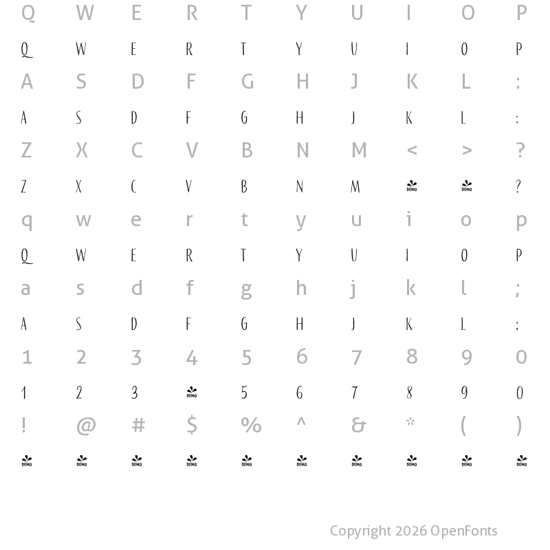 Character Map of FONTSPRING DEMO - PalominoSans One Regular