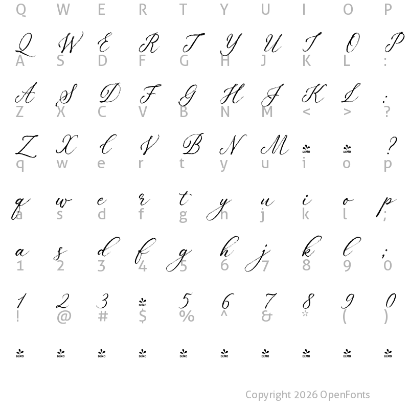 Character Map of FONTSPRING DEMO - PalominoScr Rg Regular