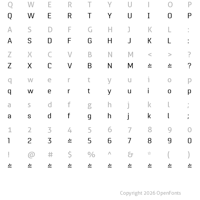 Character Map of FONTSPRING DEMO - Pancetta Pro Regular