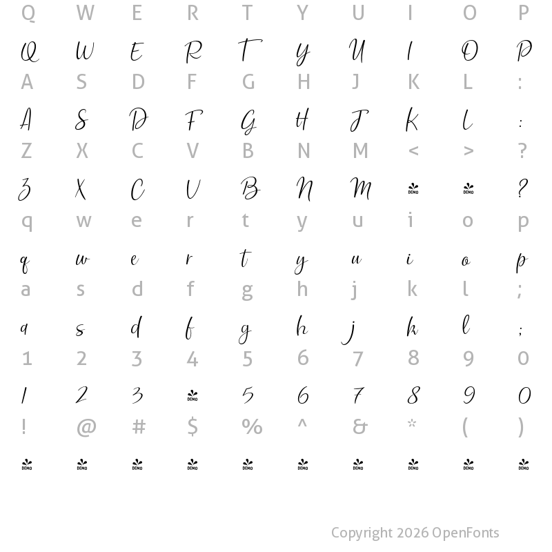 Character Map of FONTSPRING DEMO - Paprika W Regular