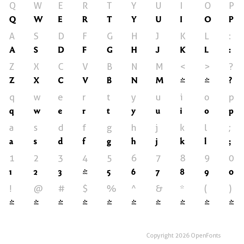 Character Map of FONTSPRING DEMO - ParadigmPro-Bold Regular