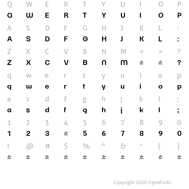 Character Map of FONTSPRING DEMO - Parangon 430C Regular