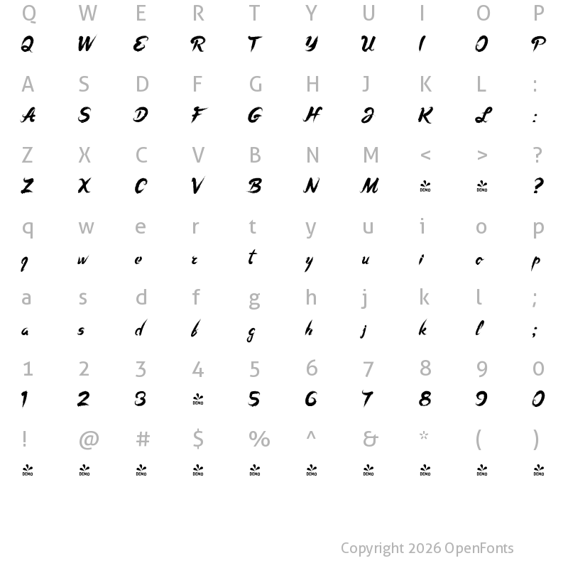 Character Map of FONTSPRING DEMO - Pastel Regular