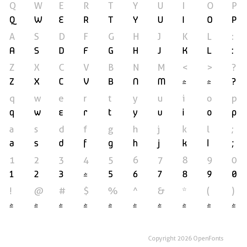 Character Map of FONTSPRING DEMO - Patron Alt Medium