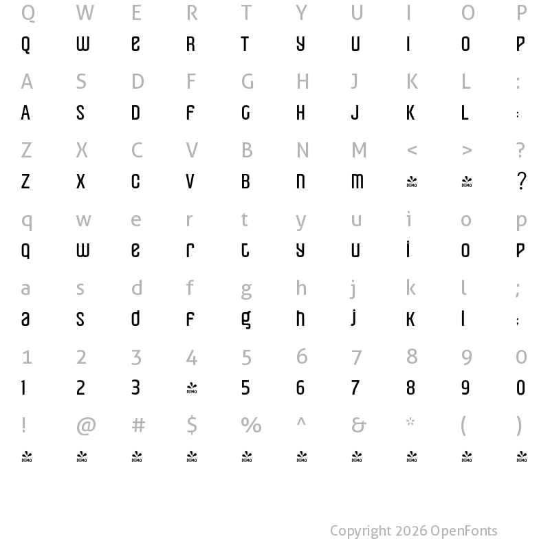 Character Map of FONTSPRING DEMO - Pearorange Medium Regular
