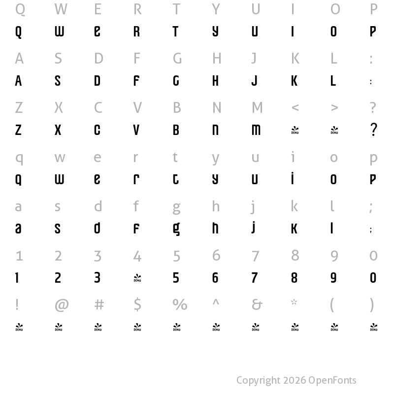 Character Map of FONTSPRING DEMO - Pearorange SemiBold Regular