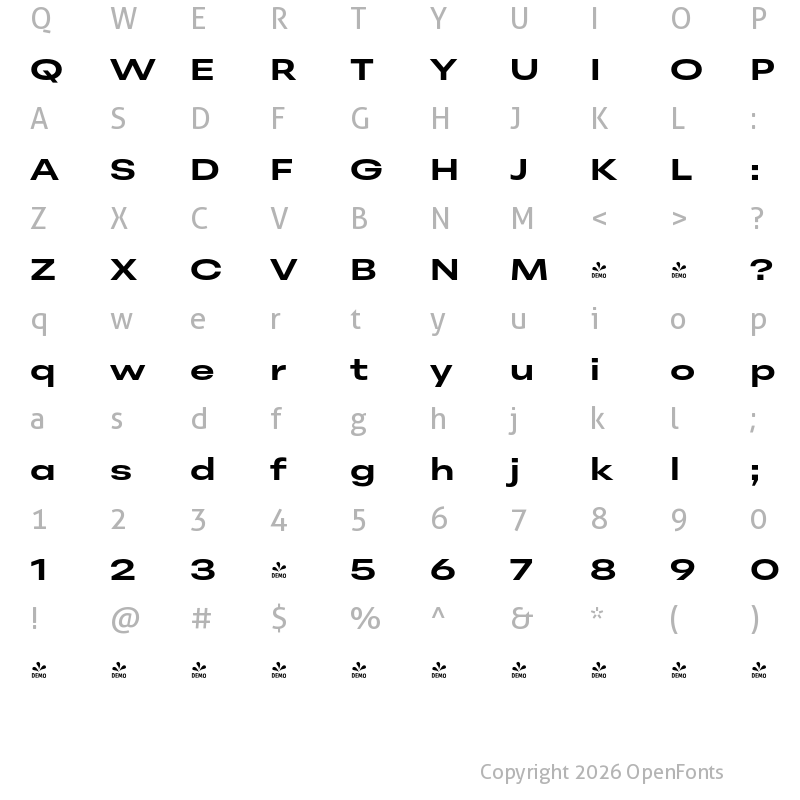 Character Map of FONTSPRING DEMO - Peridot Latin Extended Bold