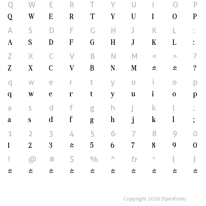 Character Map of FONTSPRING DEMO - Philocalist Regular