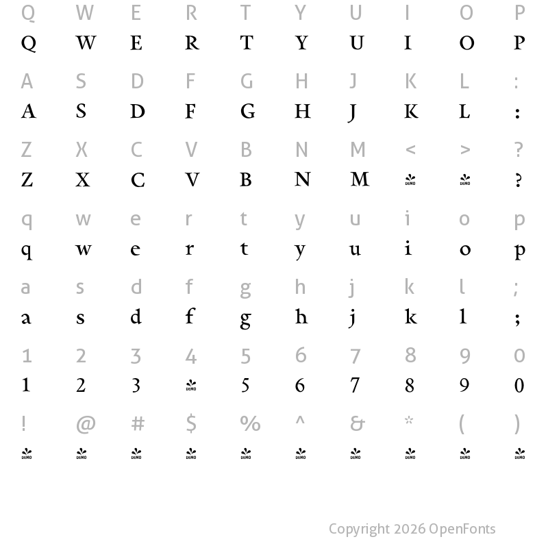 Character Map of FONTSPRING DEMO - Pinnacle JY Pro Bold