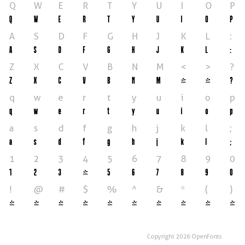 Character Map of FONTSPRING DEMO - Polate Black Regular