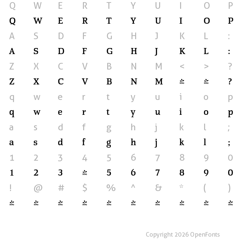 Character Map of FONTSPRING DEMO - Pollock Pro Regular