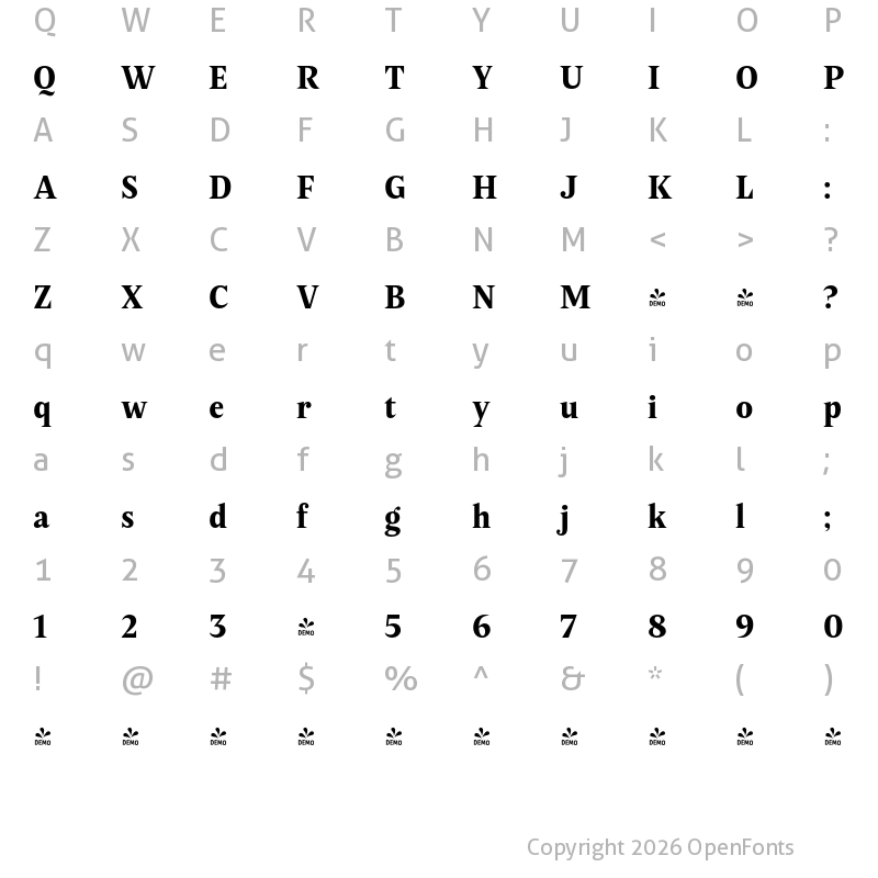 Character Map of FONTSPRING DEMO - Poly Bold