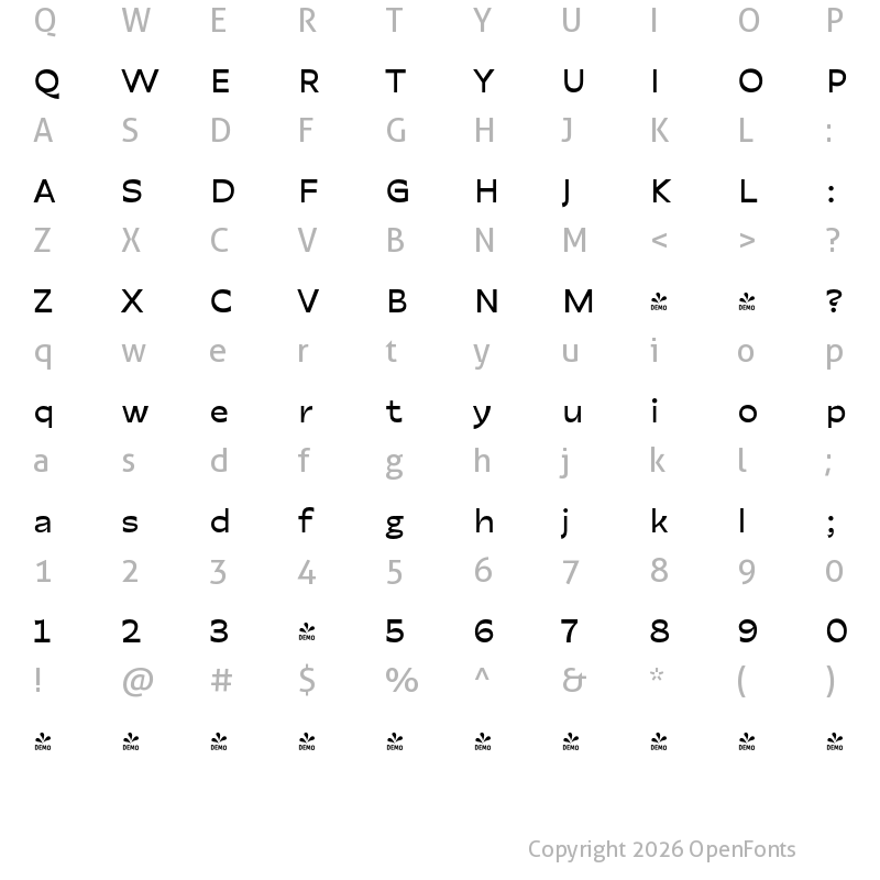 Character Map of FONTSPRING DEMO - Portland Medium Regular