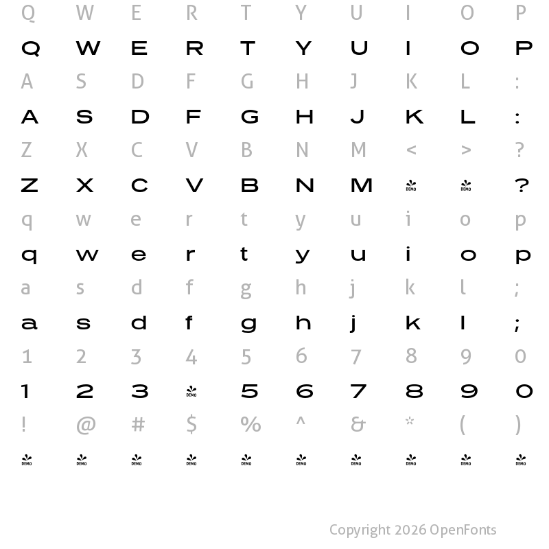 Character Map of FONTSPRING DEMO - Presicav Rg Regular