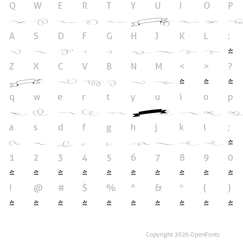 Character Map of FONTSPRING DEMO - PretAPorter Contrast Light Orna Regular