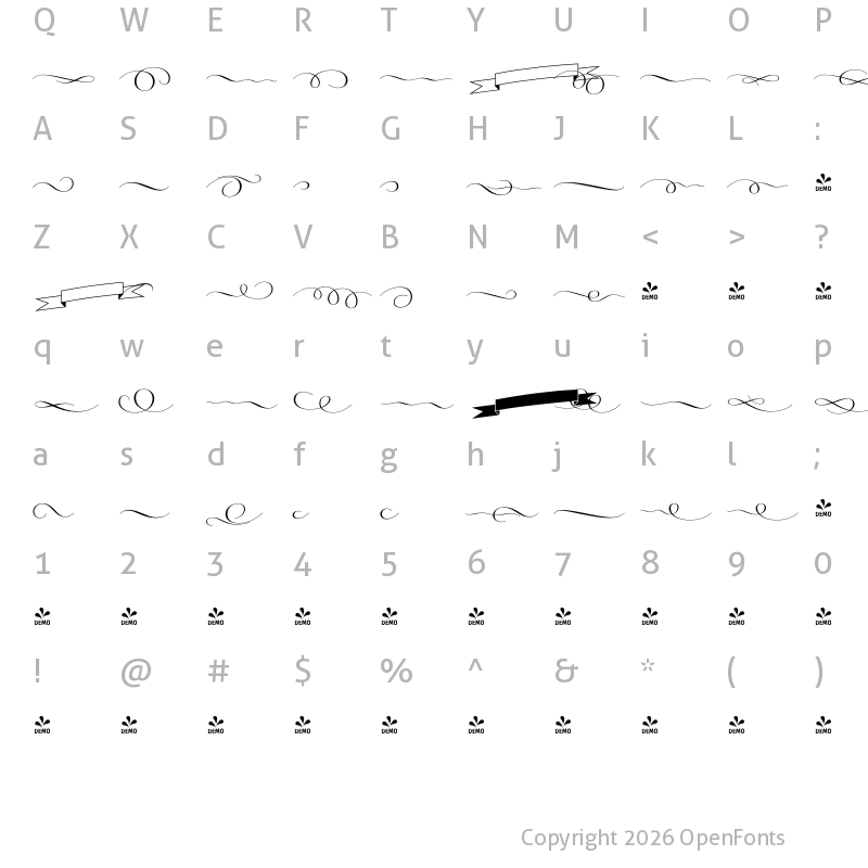 Character Map of FONTSPRING DEMO - PretAPorter Contrast SmBd Orna Regular