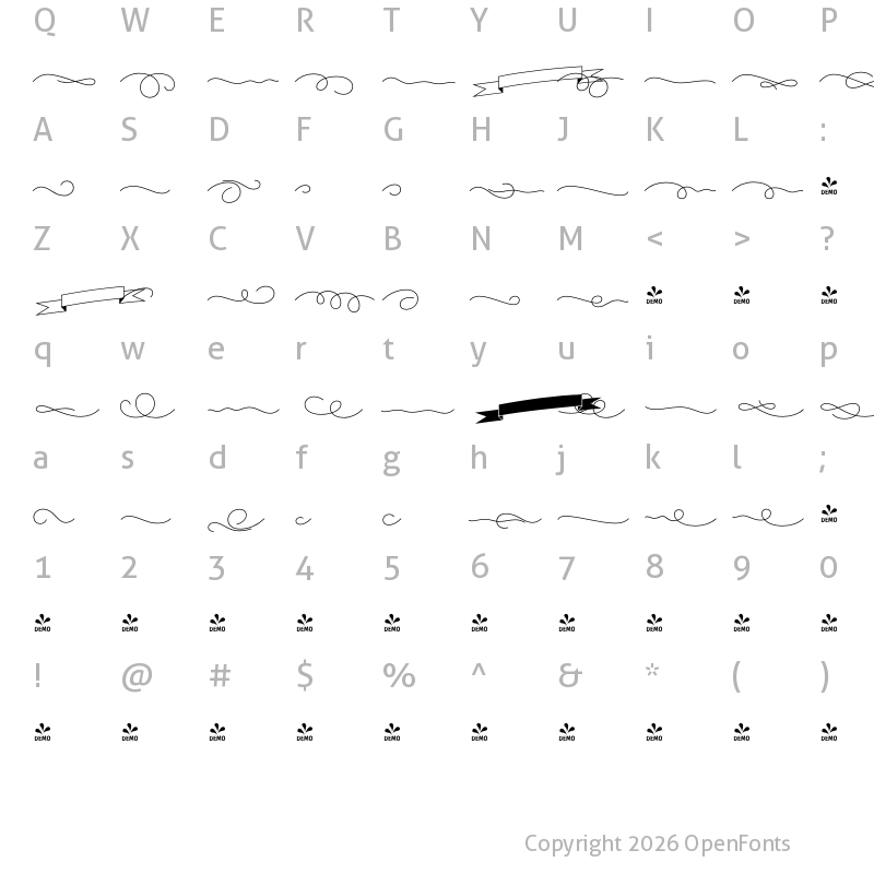 Character Map of FONTSPRING DEMO - PretAPorter Linear Bold Orna Regular