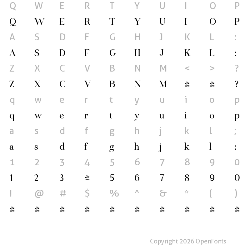 Character Map of FONTSPRING DEMO - Primous Regular