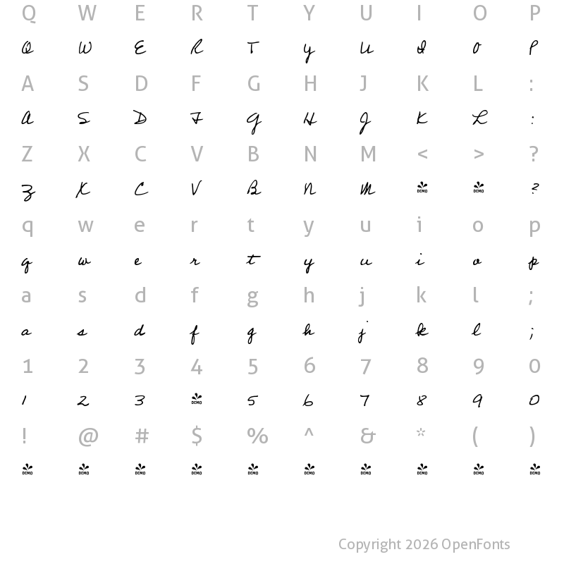 Character Map of FONTSPRING DEMO - Professor Regular