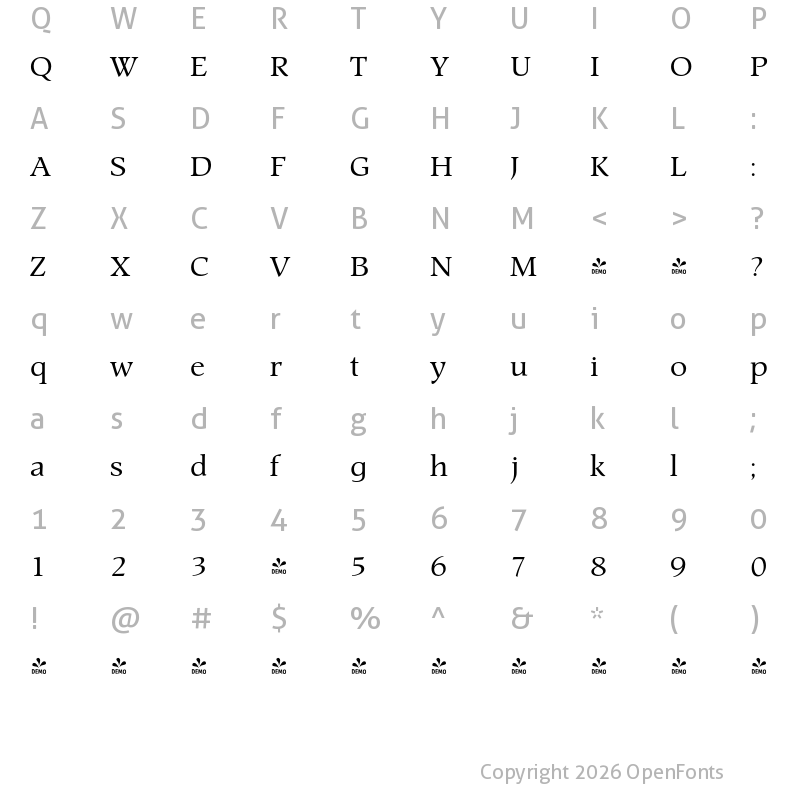 Character Map of FONTSPRING DEMO - Prospect Regular