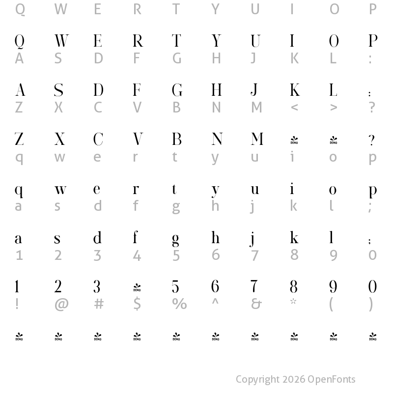 Character Map of FONTSPRING DEMO - Quicks sweet love Regular