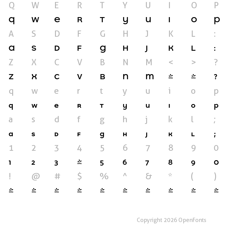 Character Map of FONTSPRING DEMO - Quinoa Unicase Bold
