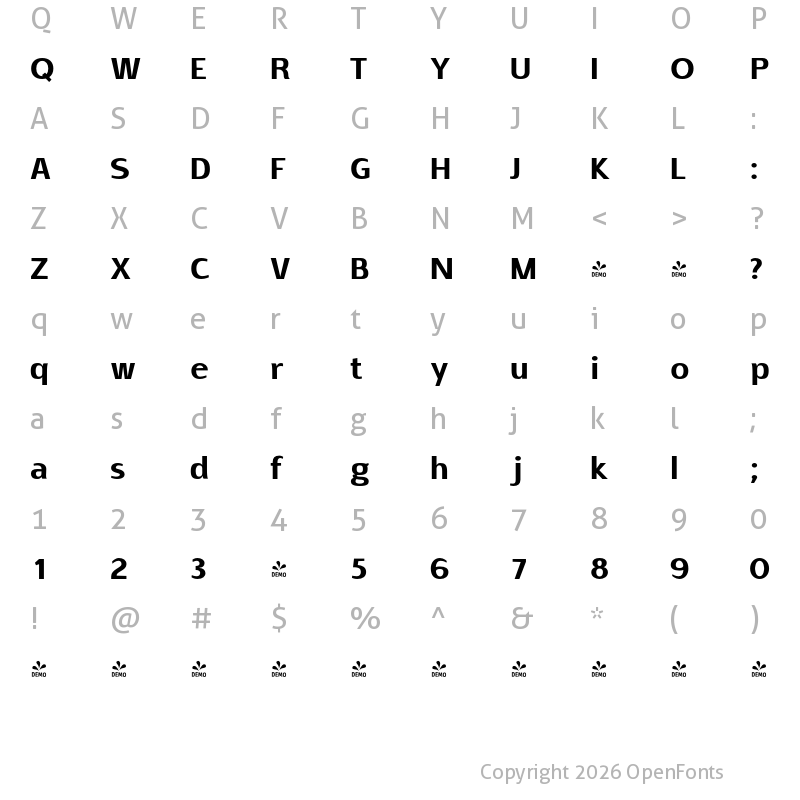 Character Map of FONTSPRING DEMO - Rabelo Heavy