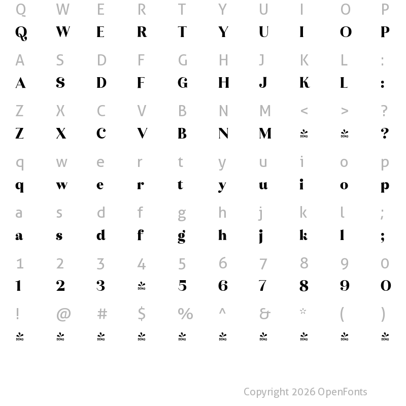 Character Map of FONTSPRING DEMO - Ragazzi Black Regular