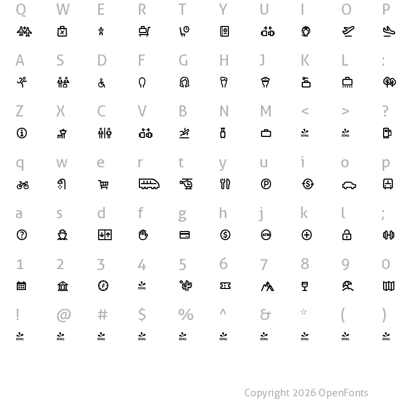 Character Map of FONTSPRING DEMO - Rebrand Dingbats Regular