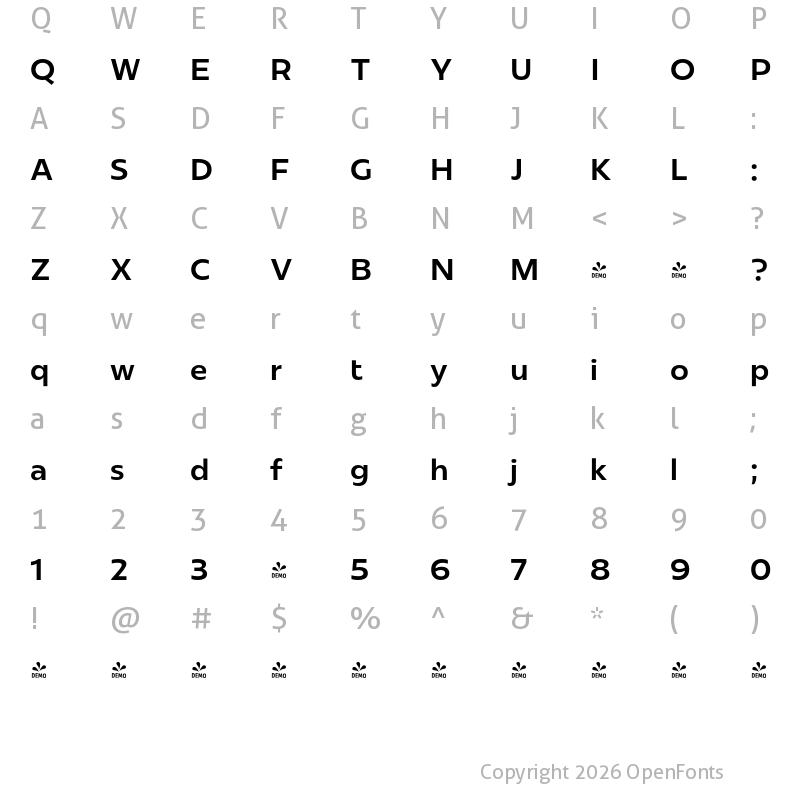 Character Map of FONTSPRING DEMO - Redonda Medium Regular