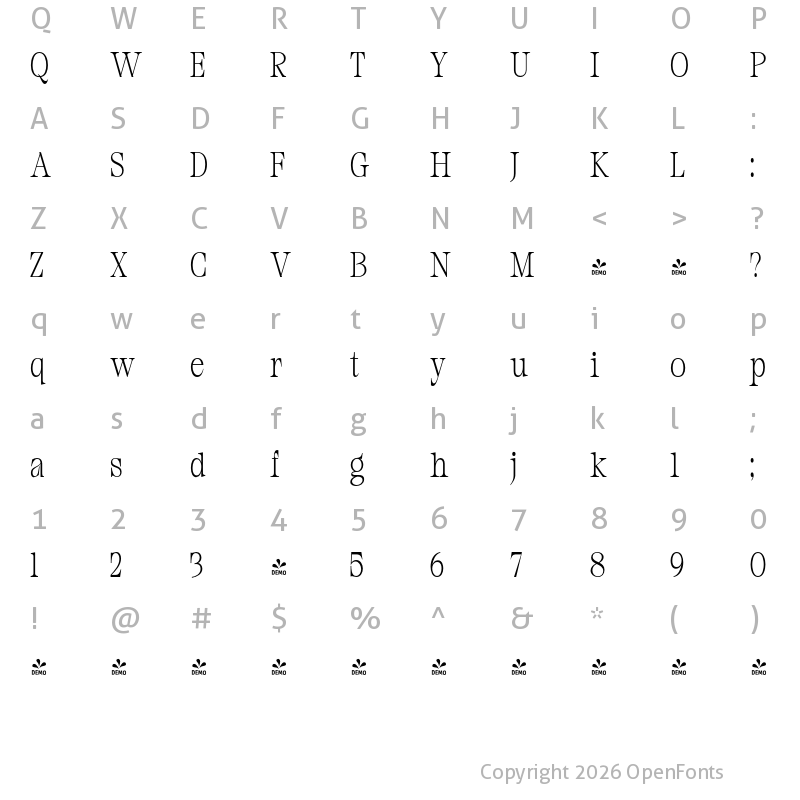 Character Map of FONTSPRING DEMO - Redosky Regular