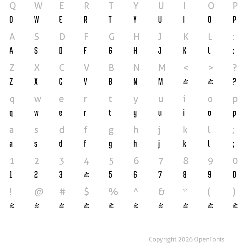 Character Map of FONTSPRING DEMO - Refinery 25 Medium Regular