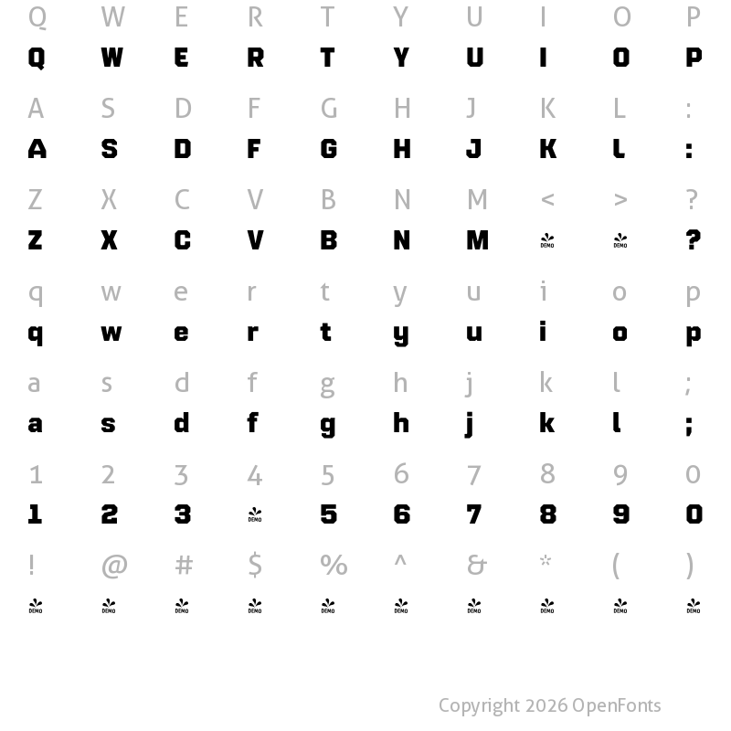 Character Map of FONTSPRING DEMO - Refinery 55 Black Regular