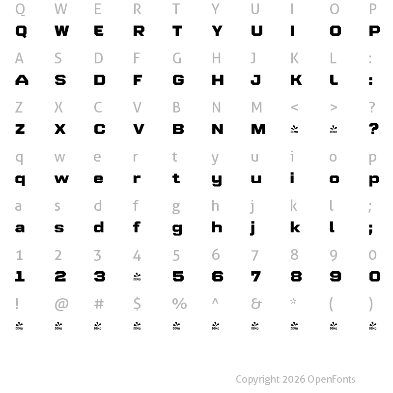 Character Map of FONTSPRING DEMO - Refinery 95 Black Regular
