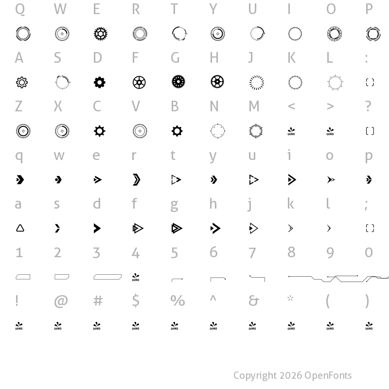 Character Map of FONTSPRING DEMO - Refinery Ornaments Regular