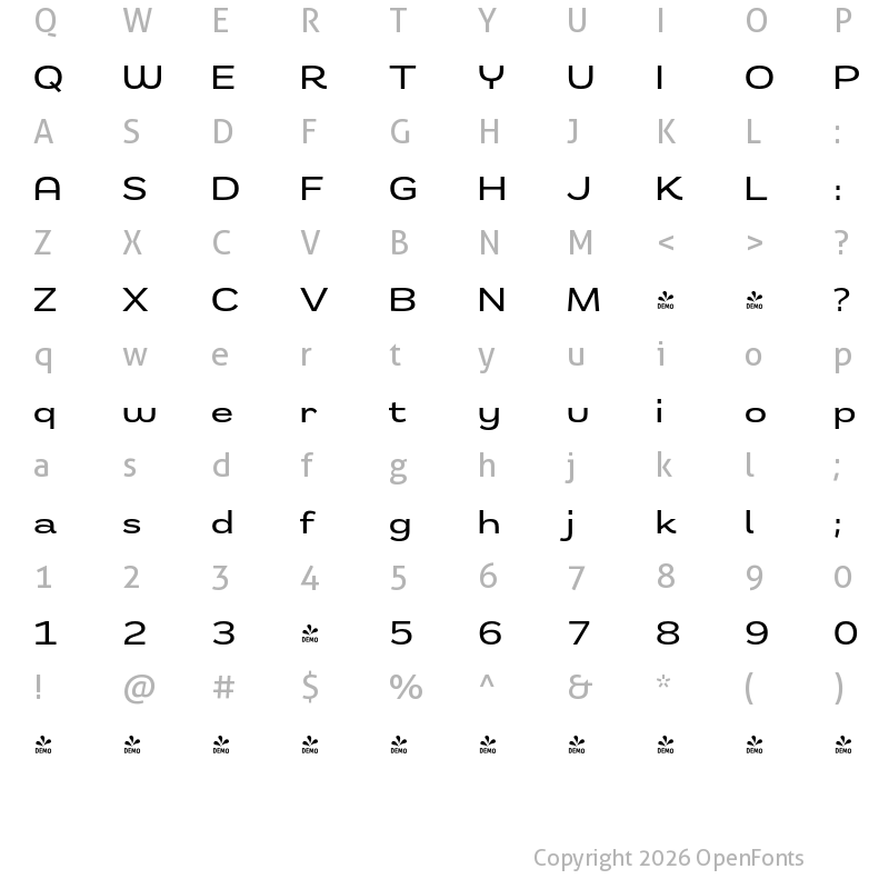 Character Map of FONTSPRING DEMO - Remora Sans W5 Medium Regular