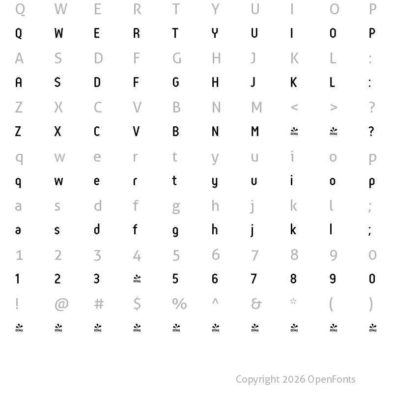 Character Map of FONTSPRING DEMO - Reso SemiBold Regular