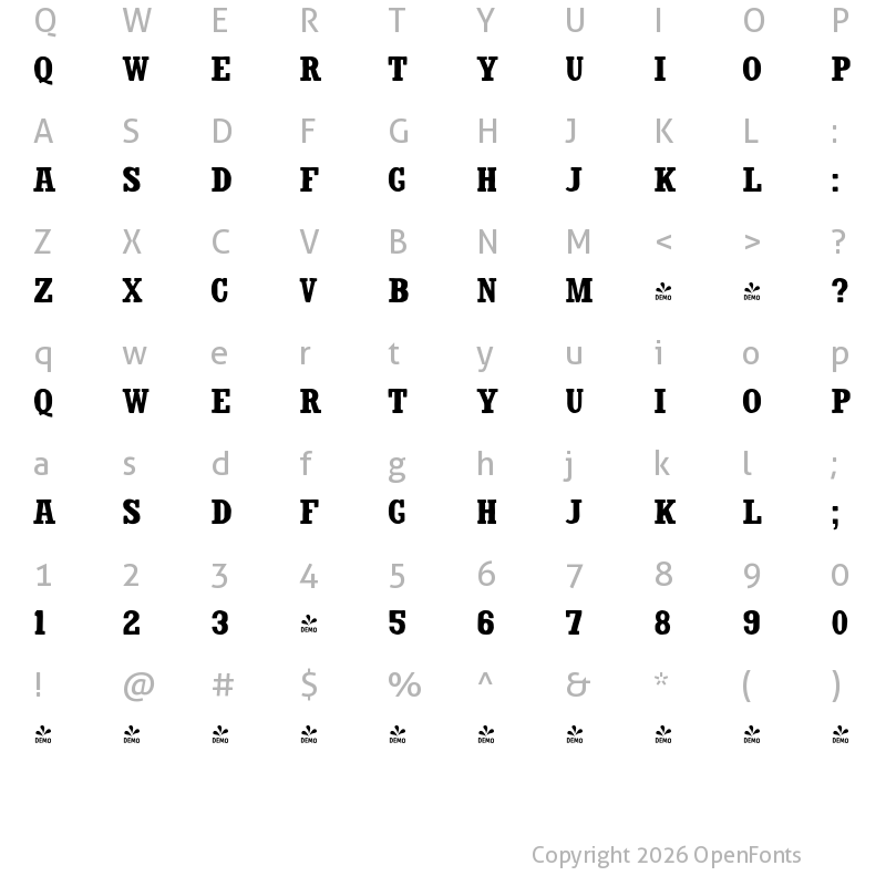 Character Map of FONTSPRING DEMO - Resolution Slab Bold