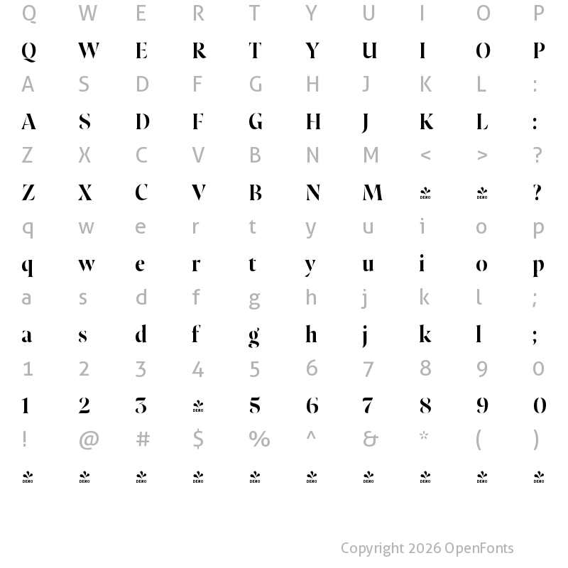 Character Map of FONTSPRING DEMO - Resonay Base Bold