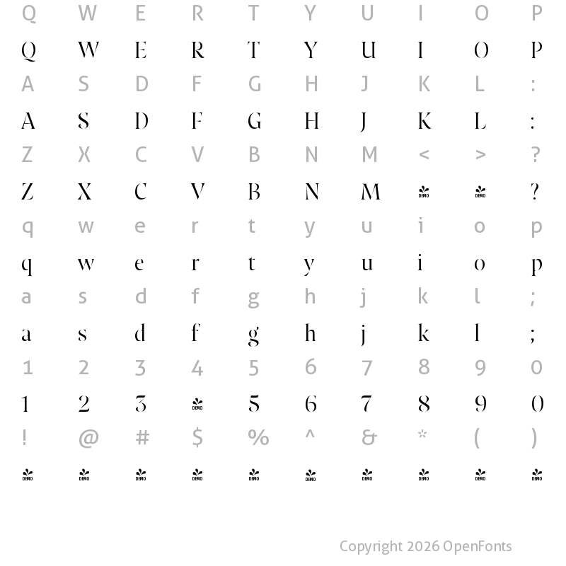 Character Map of FONTSPRING DEMO - Resonay Base Regular