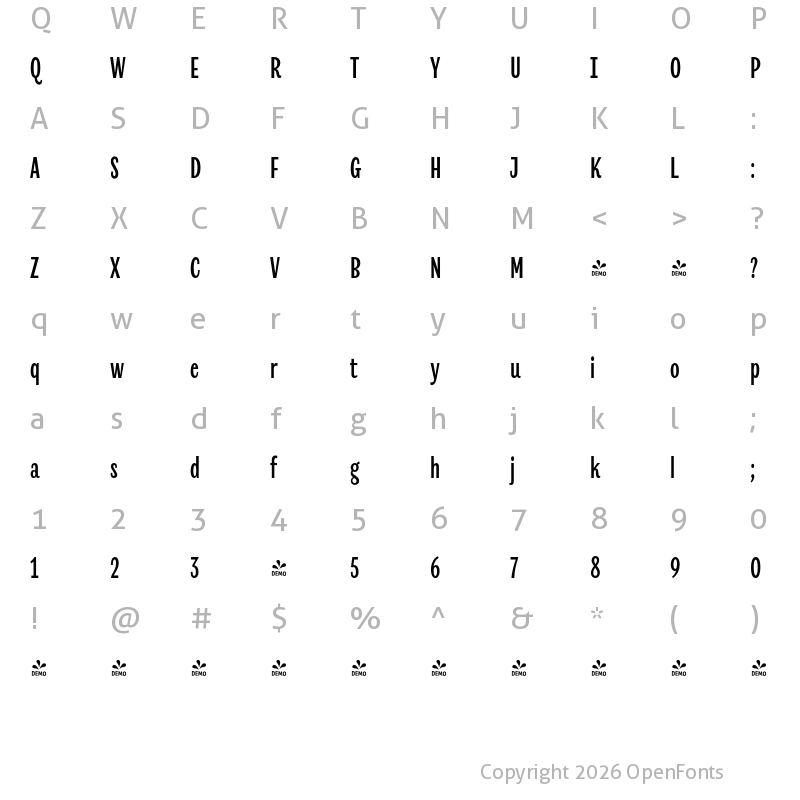 Character Map of FONTSPRING DEMO - Revla Sans Text Bk Regular