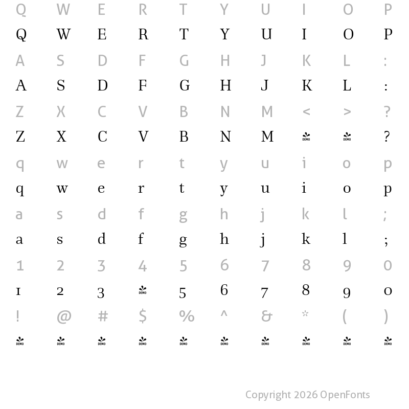 Character Map of FONTSPRING DEMO - Richler Regular