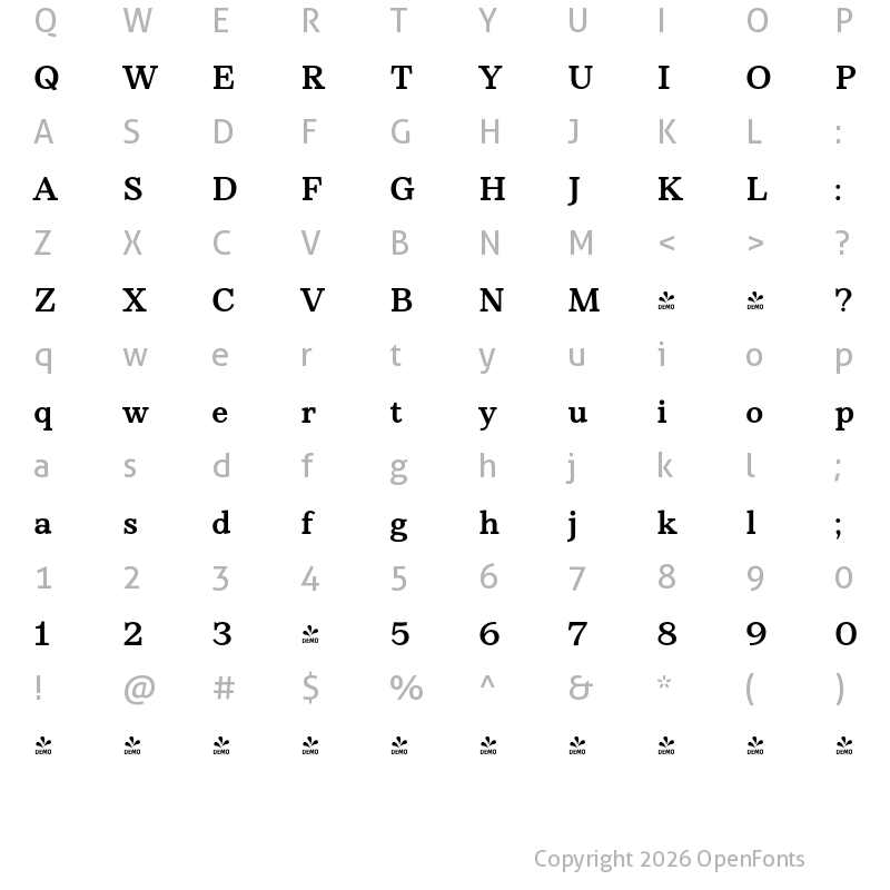Character Map of FONTSPRING DEMO - Rieux SemiBold