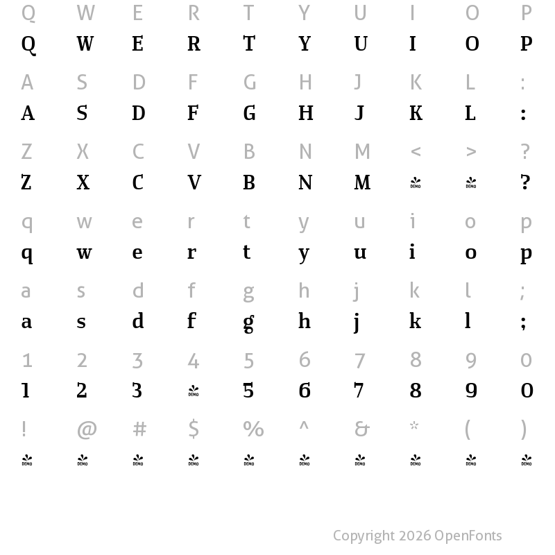 Character Map of FONTSPRING DEMO - Rikna Semi Bold Regular